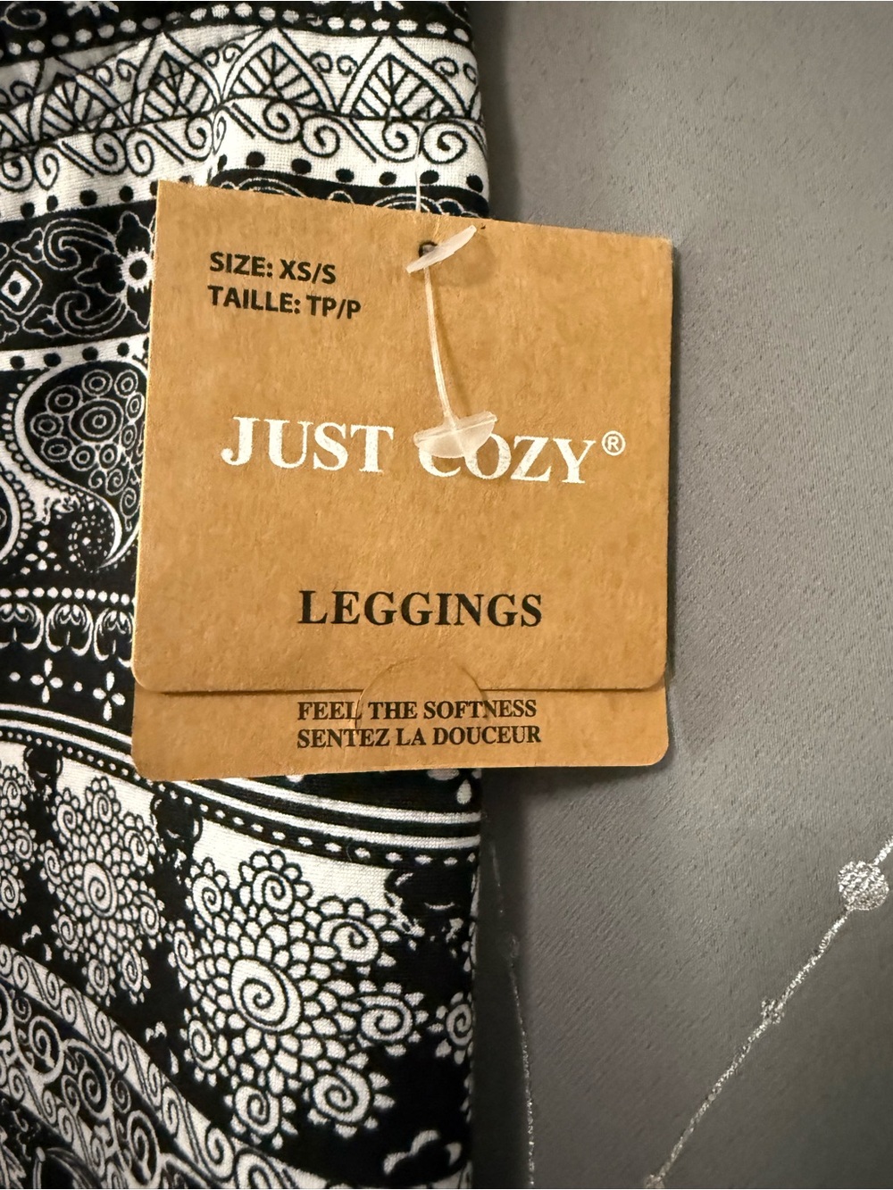 Just Cozy Black and White Paisley Leggings
